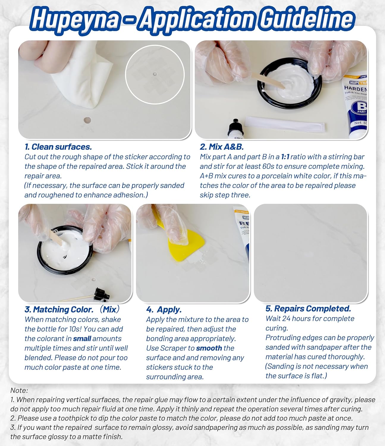Fiberglass Repair Kit, Bathtub Repair Kit for Tile, Acrylic, Ceramic, Enamel, Kitchen Bathroom Fix