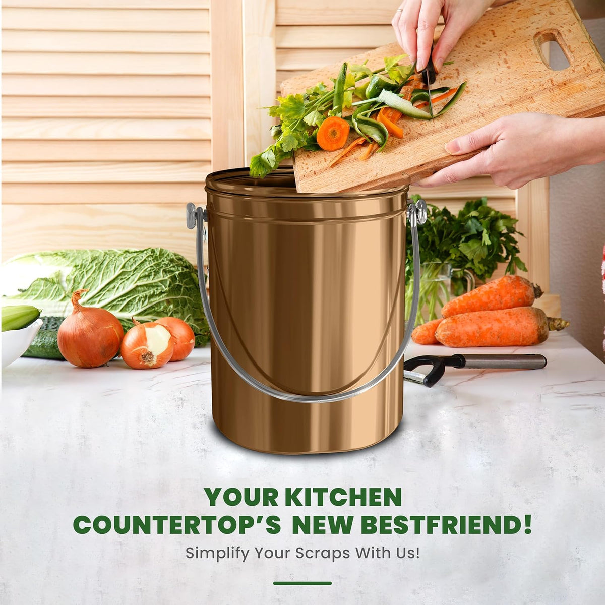 Utopia Kitchen Compost Bin for Kitchen Countertop, 1.3 Gallon Compost Bucket for Kitchen with Lid