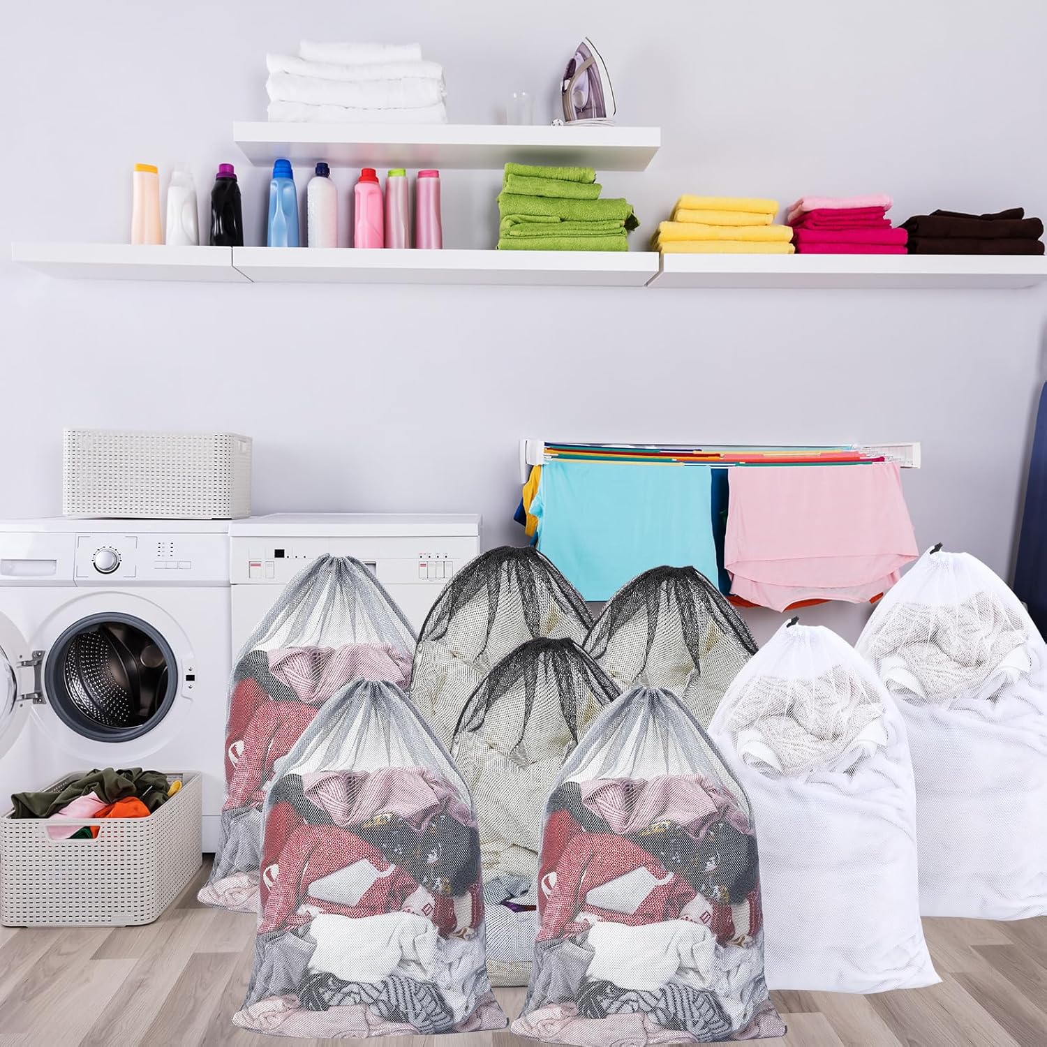 Berlune 30 Pack 24 x 36 Inches Large Mesh Bags for Laundry, Wash bags, Sturdy Mesh Material Closed