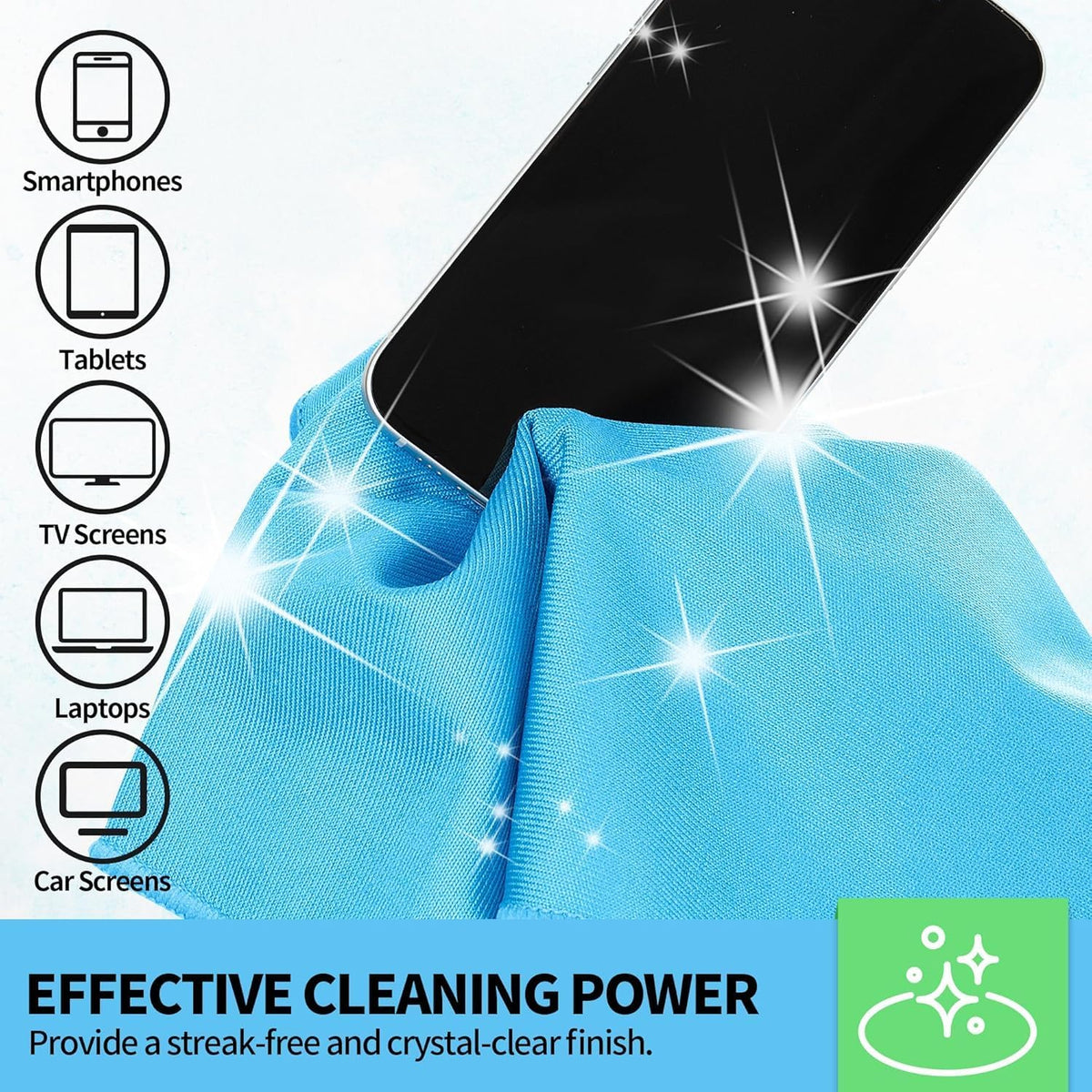 HOMERHYME Microfiber Glass Cleaning Cloth, 6 Pack Window Glass Cleaning Rags, Reusable Lint-Free