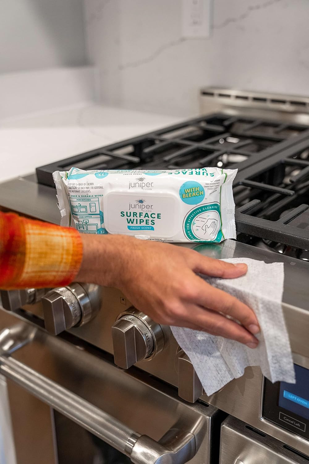 6 Pack Surface Cleaning Wipes with Bleach, All-Purpose Cleaner for Bathroom, Kitchen, Office, 72