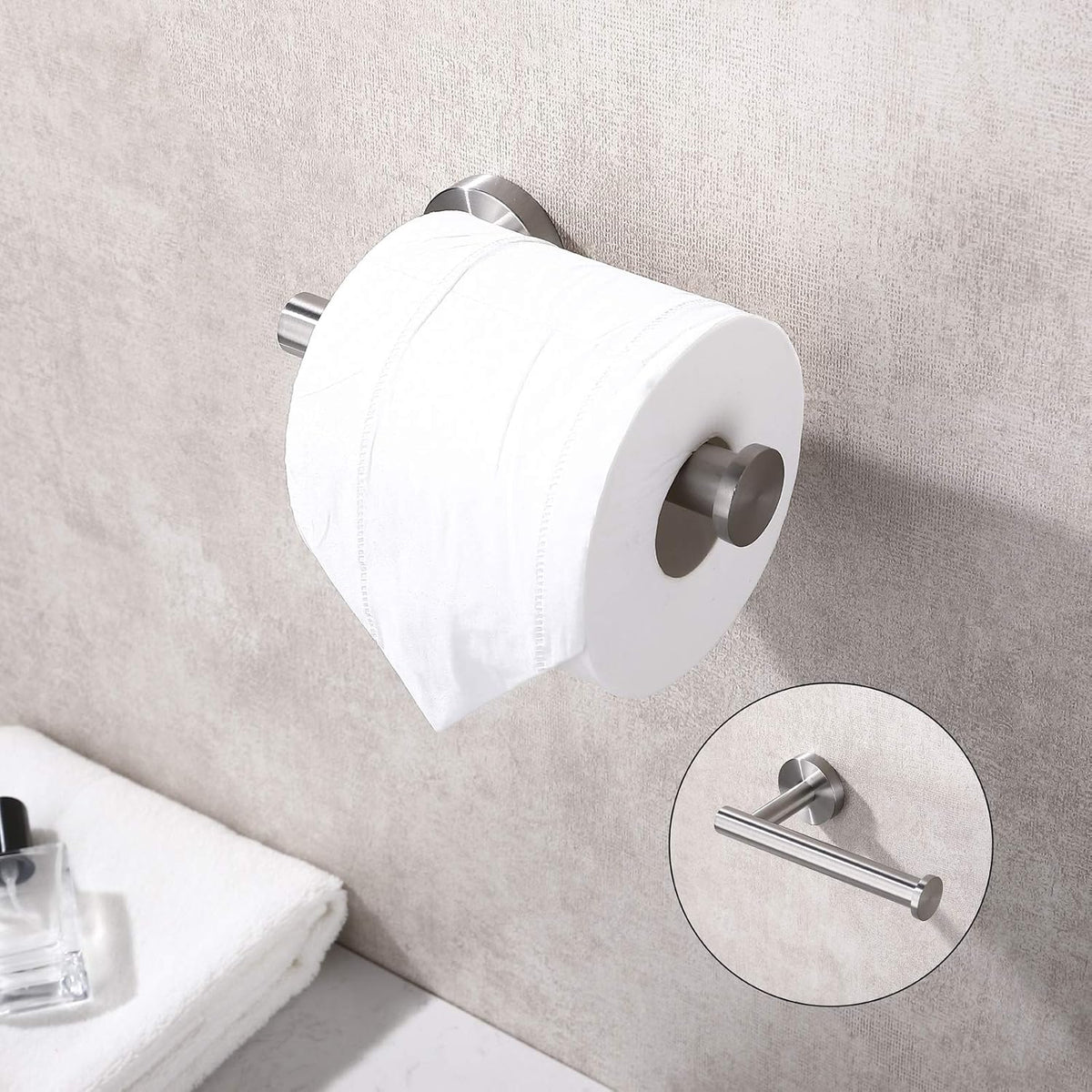 TASTOS Brushed Nickel Toilet Paper Holder SUS304 Stainless Steel, Modern Round Tissue Roll Holders