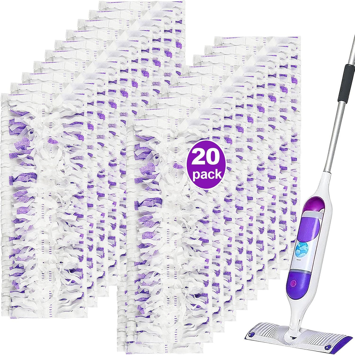 20 Count Disposable mop Pads Refills Compatible with Swiffer PowerMop Multi-Surface Mop and