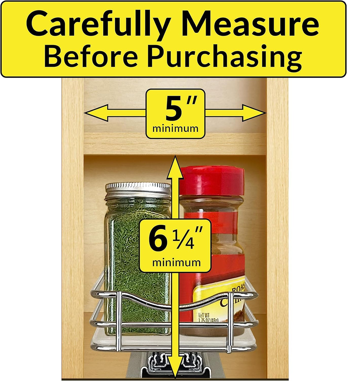 LYNK PROFESSIONAL® Pull Out Spice Rack Organizer for Inside Kitchen Cabinets - 4-1/4 inch Wide