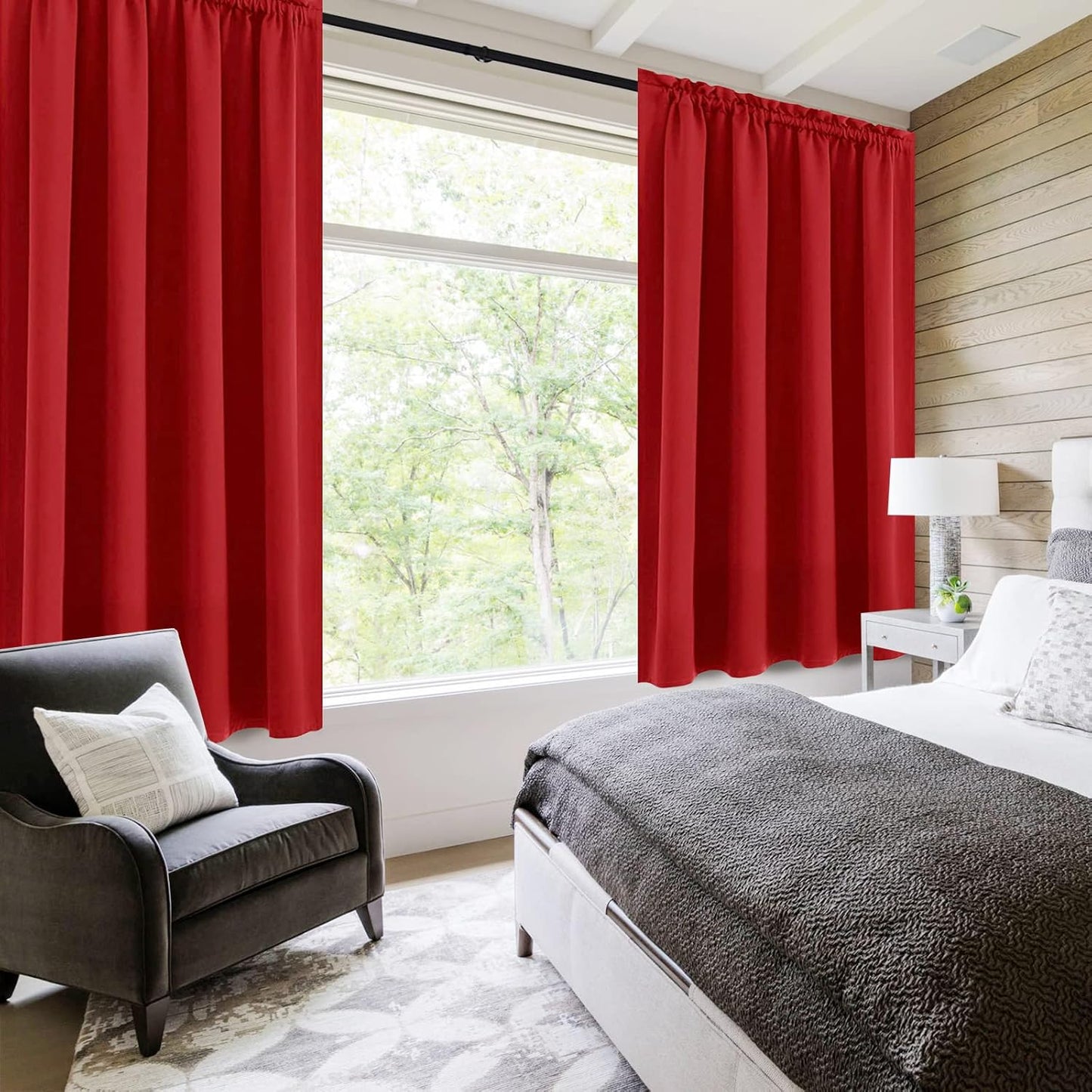 DWCN Blackout Curtains Room Darkening Thermal Insulated Bedroom Curtains Window Curtain Panels, 52