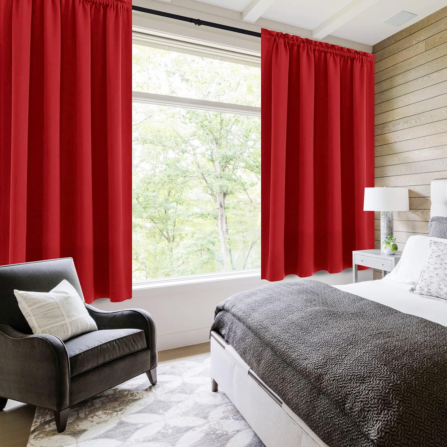 DWCN Christmas Blackout Curtains Room Darkening Thermal Insulated Bedroom Curtains Window Curtain