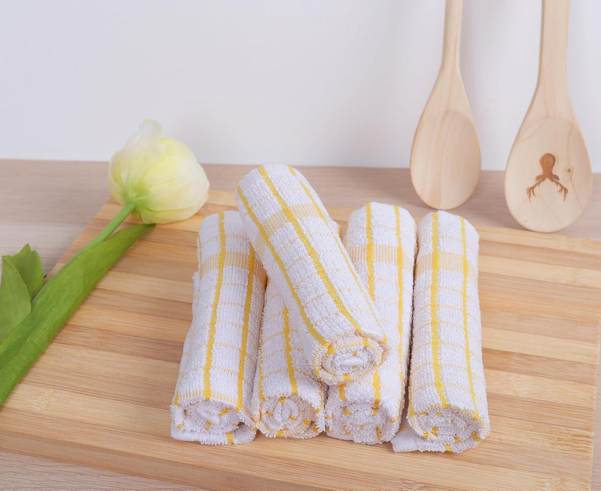 AMOUR INFINI Kitchen Dish Cloths Set of 8 - Ultra Soft, Highly Absorbent, Quick-Drying Terry Cotton