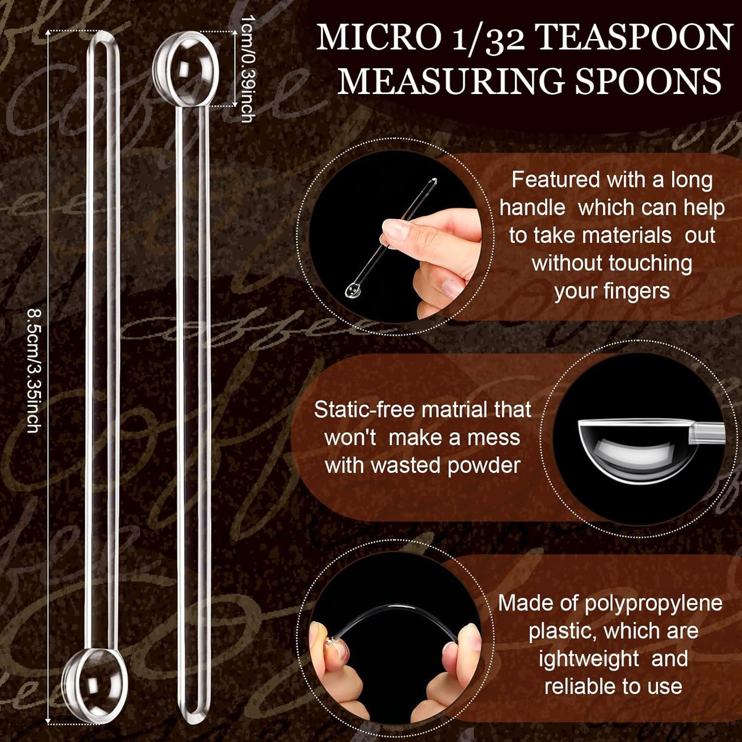 Honeydak 1/32 Teaspoon Micro Scoops 150 Milligram Mini Measuring Spoons Tiny Little Plastic Scoop