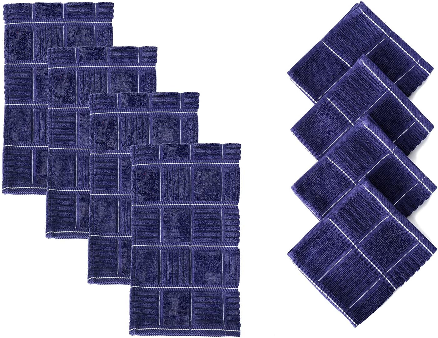 Glynniss Kitchen Towels and Dishcloths Set, Four Kitchen Dish Towels 16x26 Inches, Four Absorbent