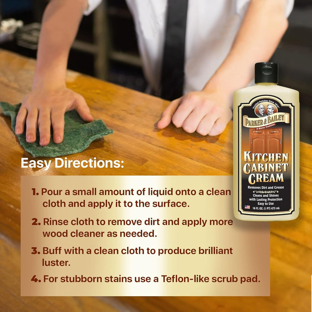 PARKER & BAILEY KITCHEN CABINET CREAM - Multi-surface Wood Cleaner and Polish Furniture Quick Shine