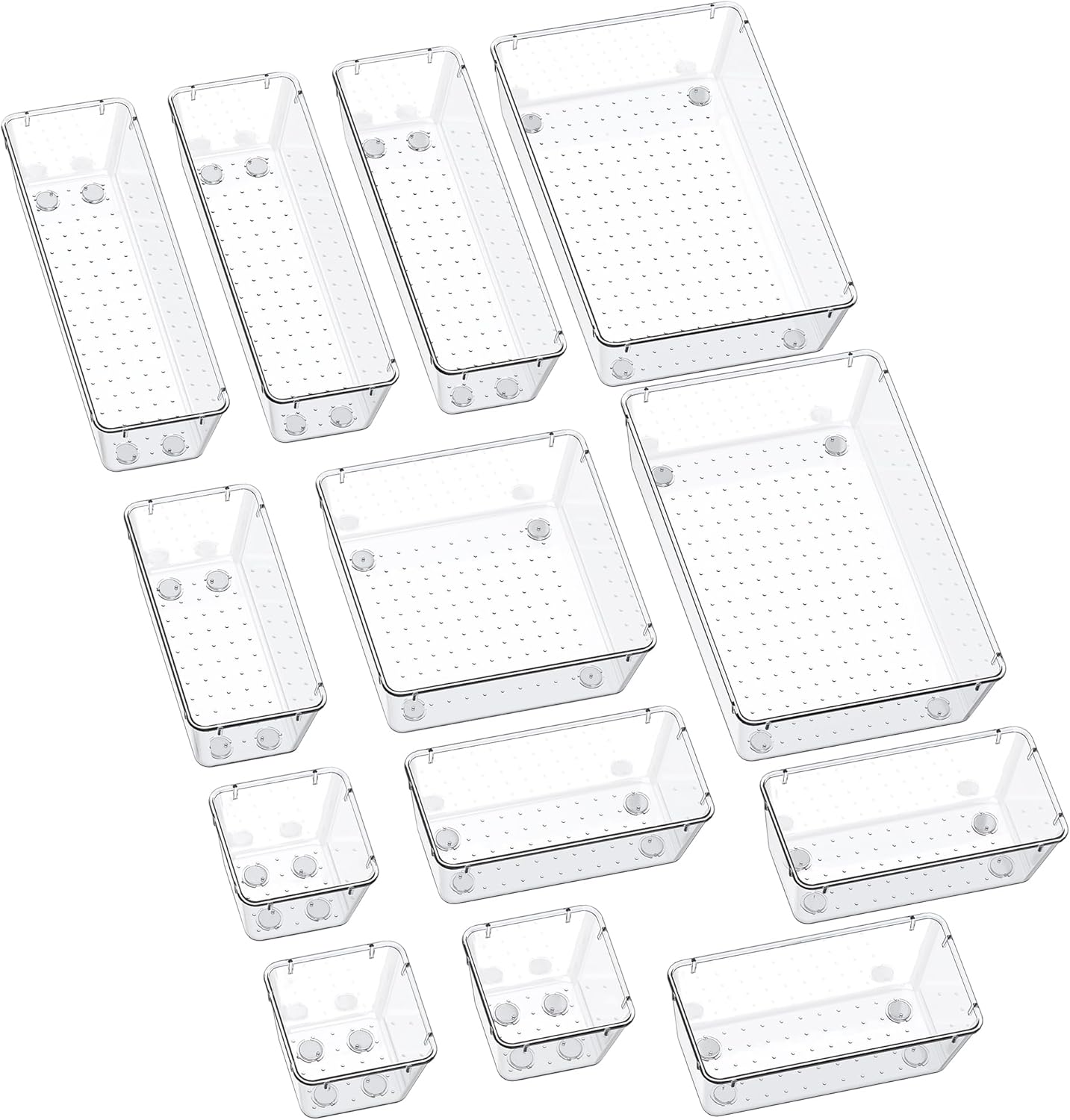 SMARTAKE 13-Piece Drawer Organizers with Non-Slip Silicone Pads, 5-Size Desk Bathroom Drawer