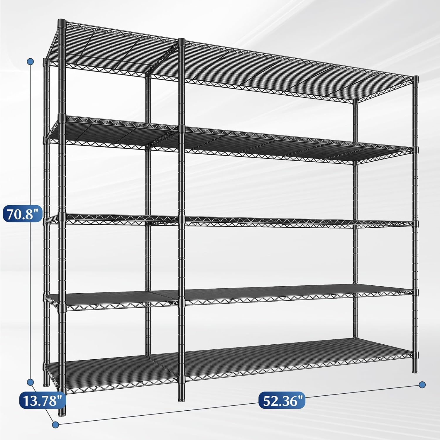 52.36" W Storage Shelves Metal Shelving Unit Load 1400LBS 5 Tier Wire Shelf for Storage Adjustable