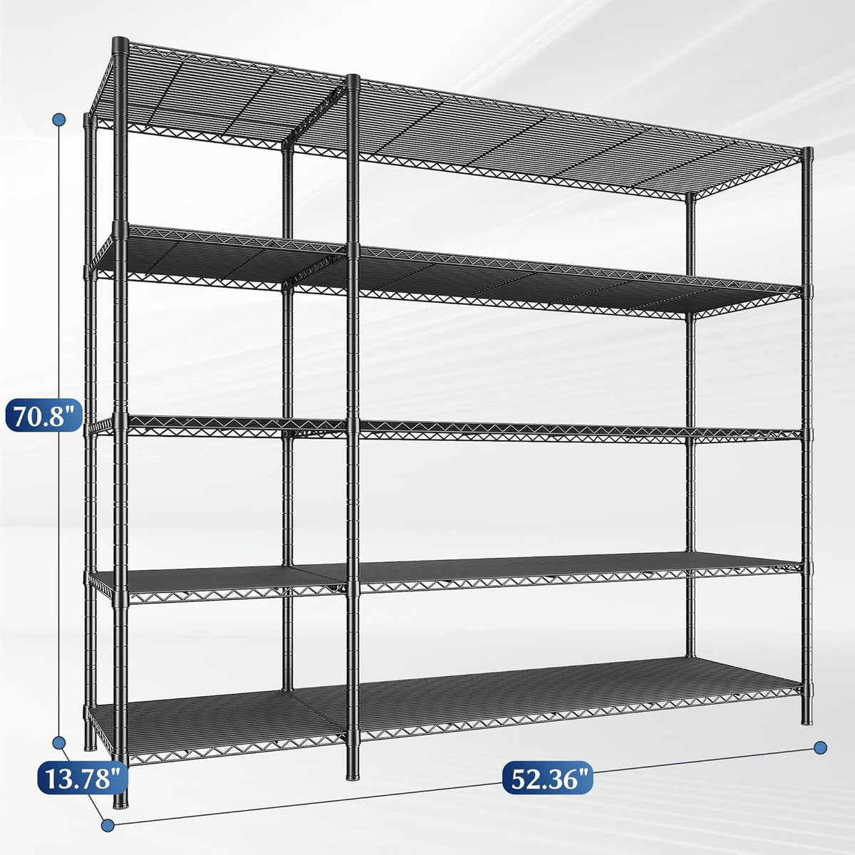 52.36" W Storage Shelves Metal Shelving Unit Load 1400LBS 5 Tier Wire Rack for Storage Adjustable