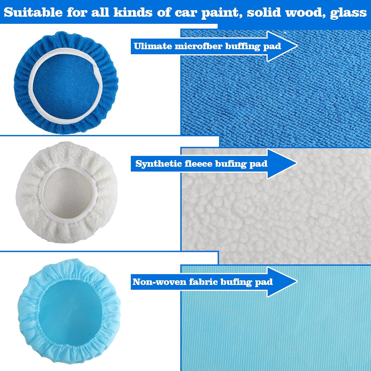 40 Pieces Polishing Bonnet Pads,Car Polisher Pad Bonnet 5-6 Inch, Car Buffer Bonnets Microfiber