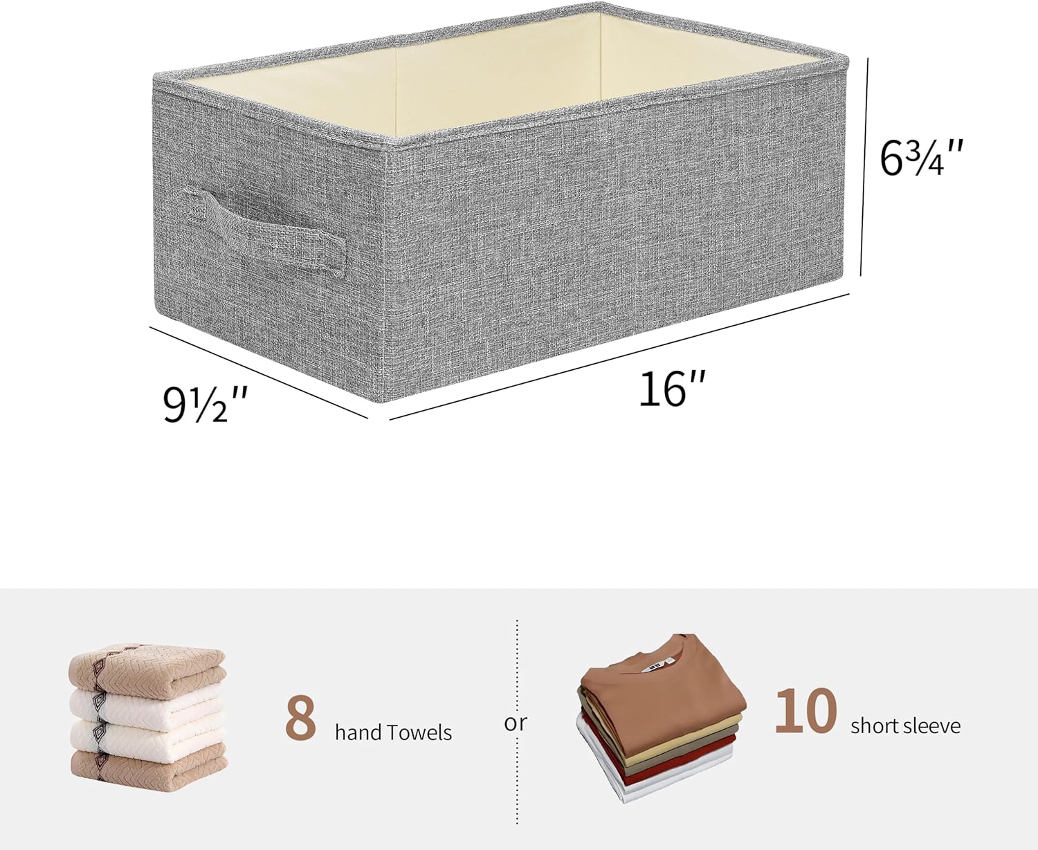 Linen Folding Storage Bins, 3 Pack Large Storage Baskets, Washable, Clothing Storage Bins with