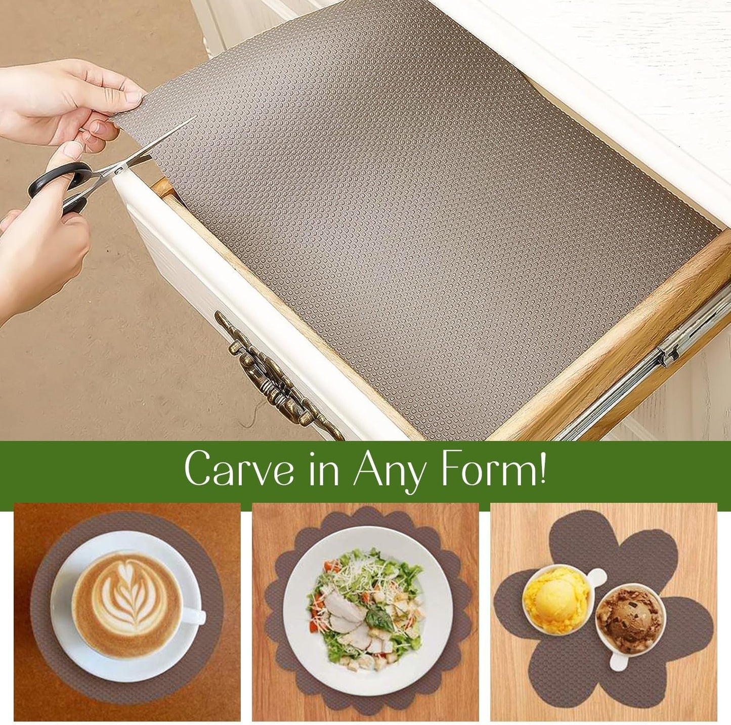 EVALAND 17.7" x 33 FT Non-Slip Shelf Liner, Non-Adhesive, BPA-Free, Waterproof Pantry Liner for