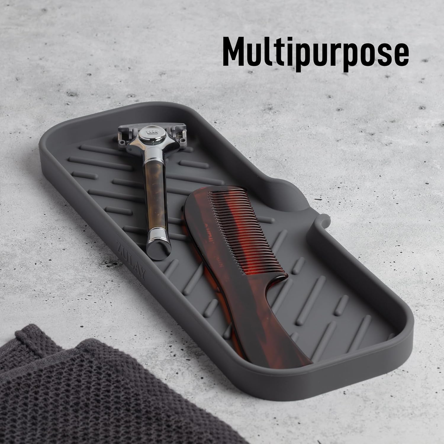 Zulay Large Silicone Sponge Holder (12x4) – Flexible Sink Organizer Tray for Kitchen & Bathroom