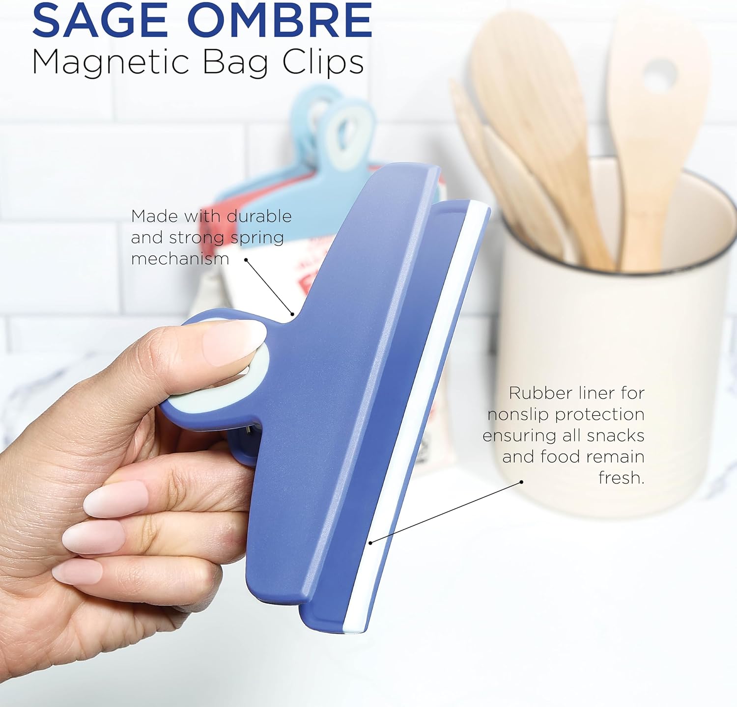 COOK WITH COLOR Bag Clips - Heavy Duty Chip Clip and Refrigerator Magnet Clips for Food Storage