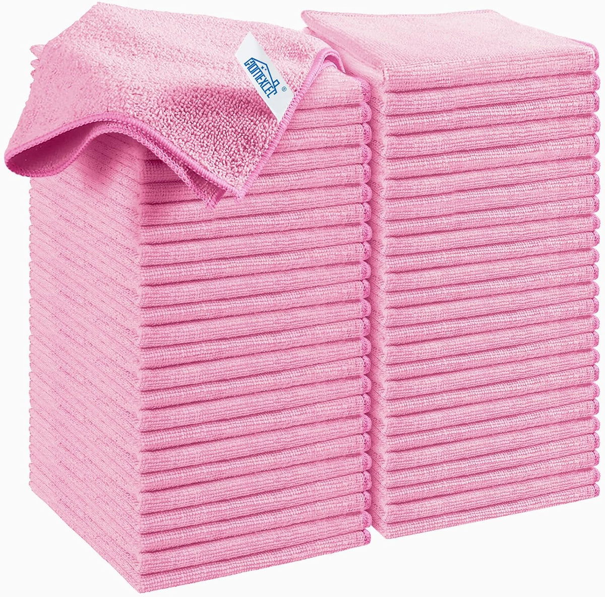 HOMEXCEL Pink Microfiber Cleaning Cloth, 50 Pack Cleaning Towels for Kitchen, Lint Free