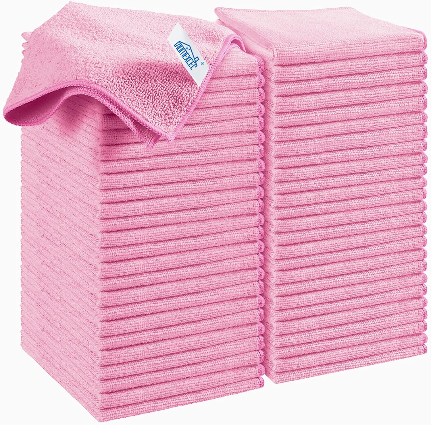 HOMEXCEL Pink Microfiber Cleaning Cloth, 50 Pack Cleaning Towels for Kitchen, Lint Free