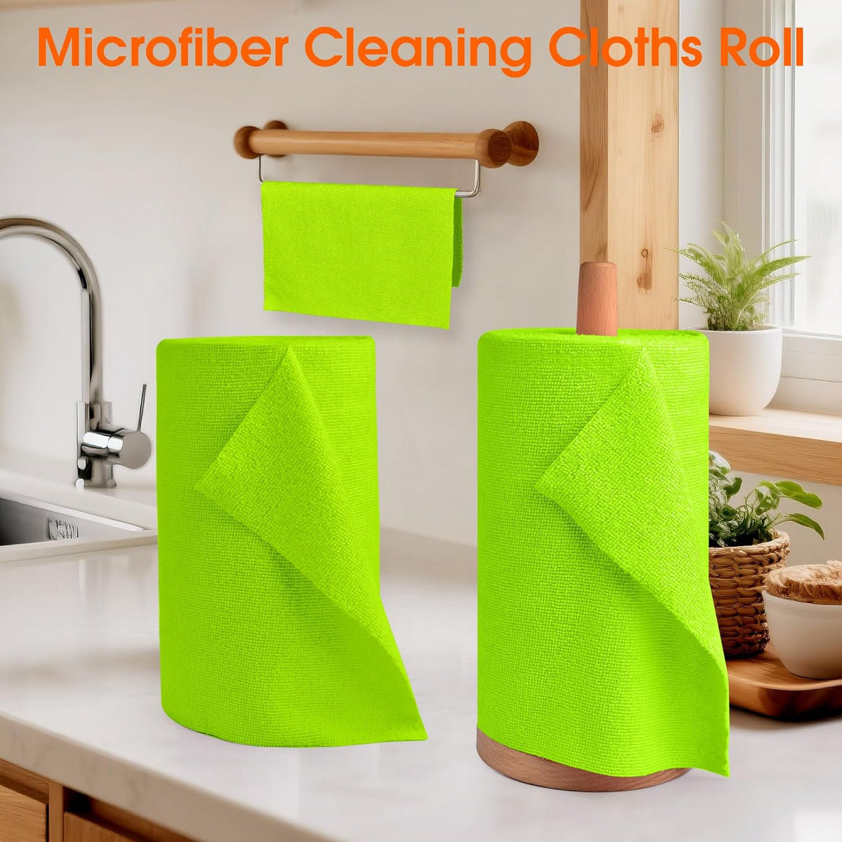 Roll of Microfiber Cleaning Cloth –100 Pack, Tear Away Microfiber Towels, Reusable, Washable