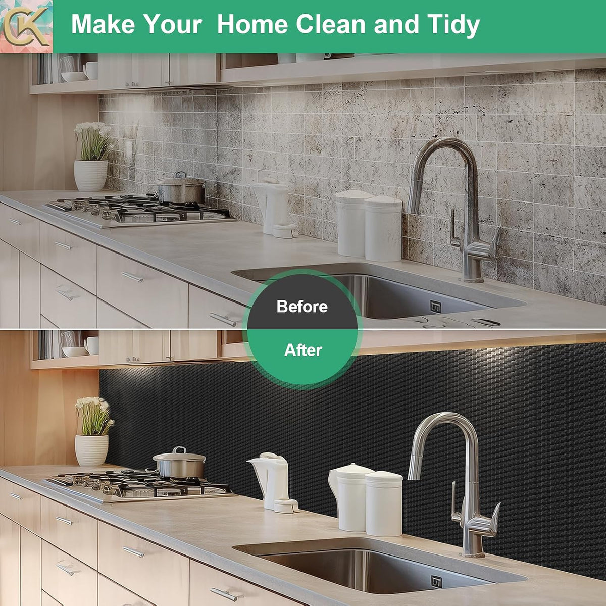 Self-Adhesive Shelf Liner Kitchen Liner, Waterproof Backed Paper Easy Peel and Stick Contact Liner