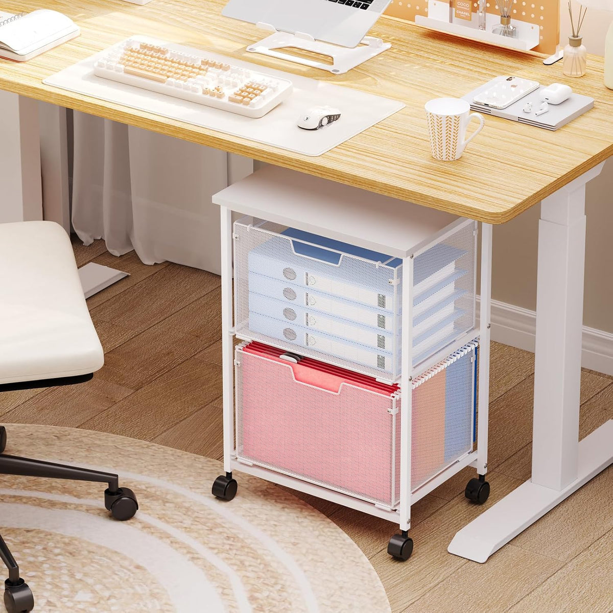 Letter/Legal Rolling File Cabinet, Rolling File Cart with 2 Drawers Filing Cabinet for Home Office