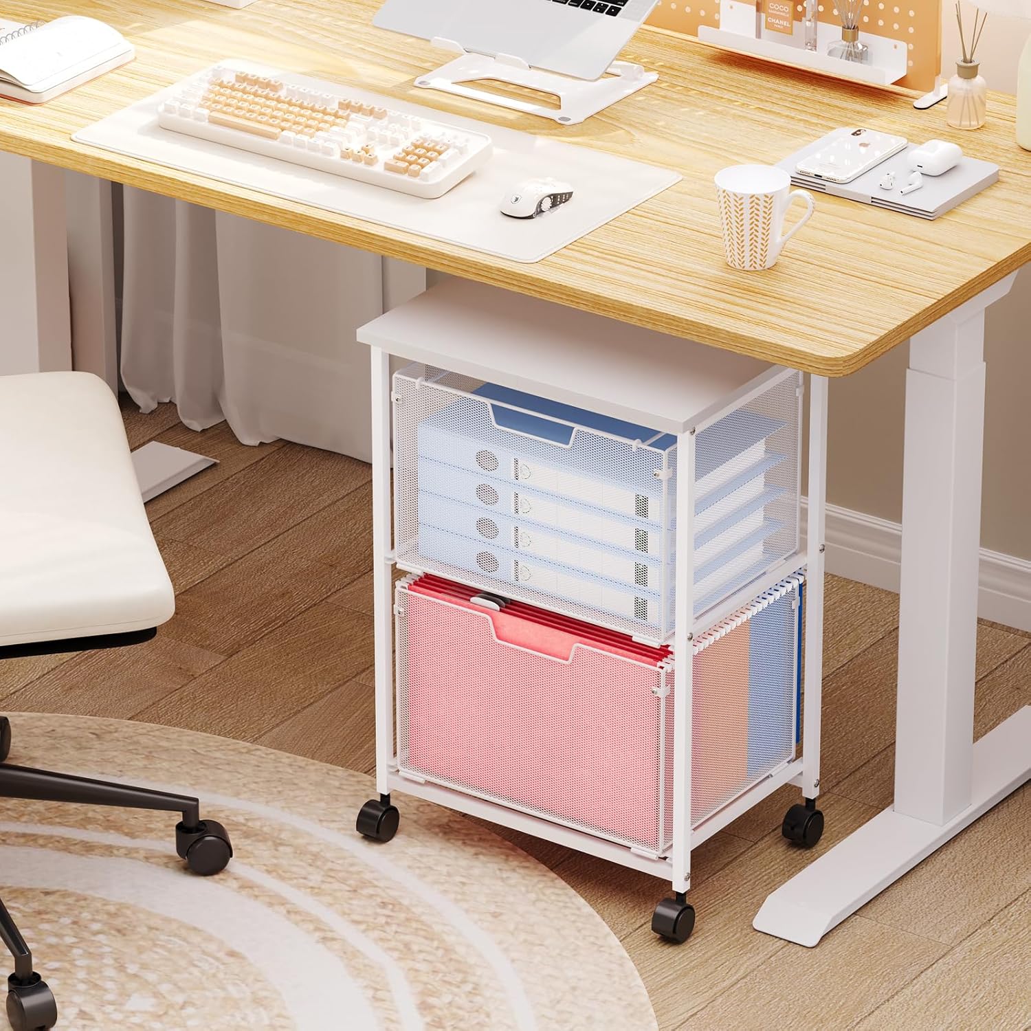 Letter/Legal Rolling File Cabinet, Rolling File Cart with 2 Drawers Filing Cabinet for Home Office
