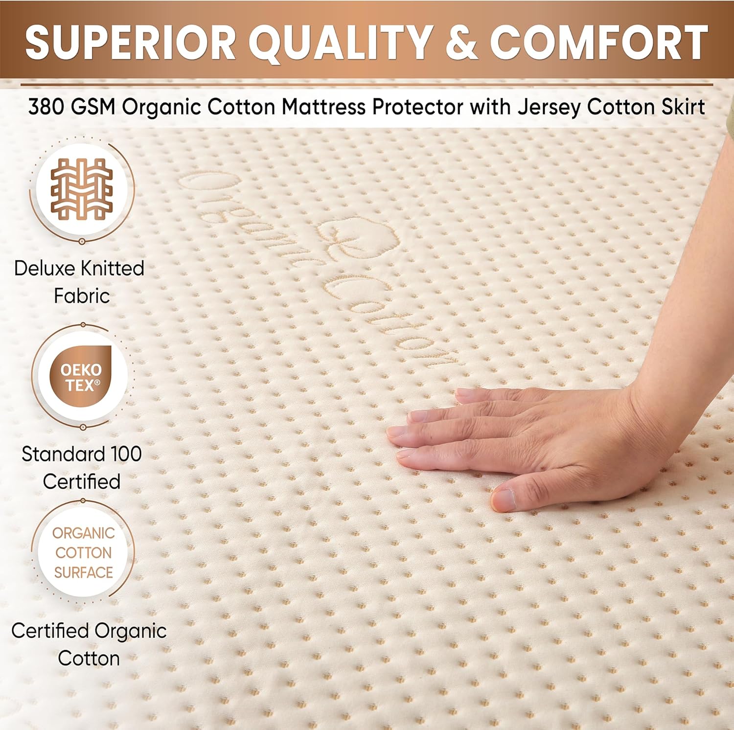 Crib Luxury Organic Cotton Mattress Protector - Skin Friendly, Waterproof, Breathable & Absorbent