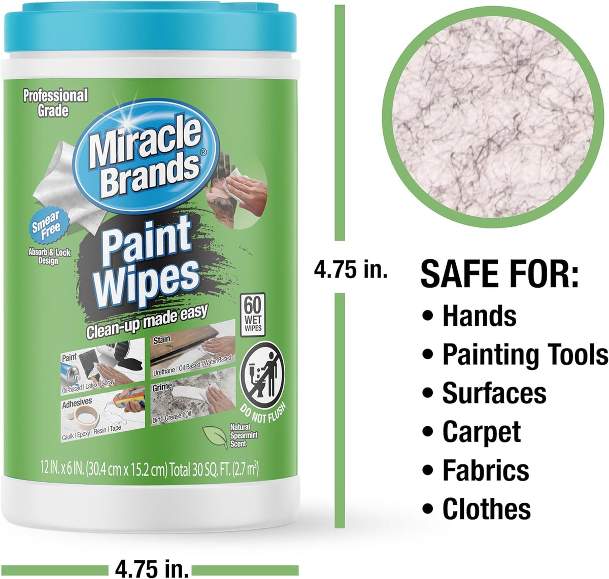 MiracleWipes for Paint Prep & Cleanup, Remove Tough Grime Build-Up, Wet Paint, Caulking, Epoxy