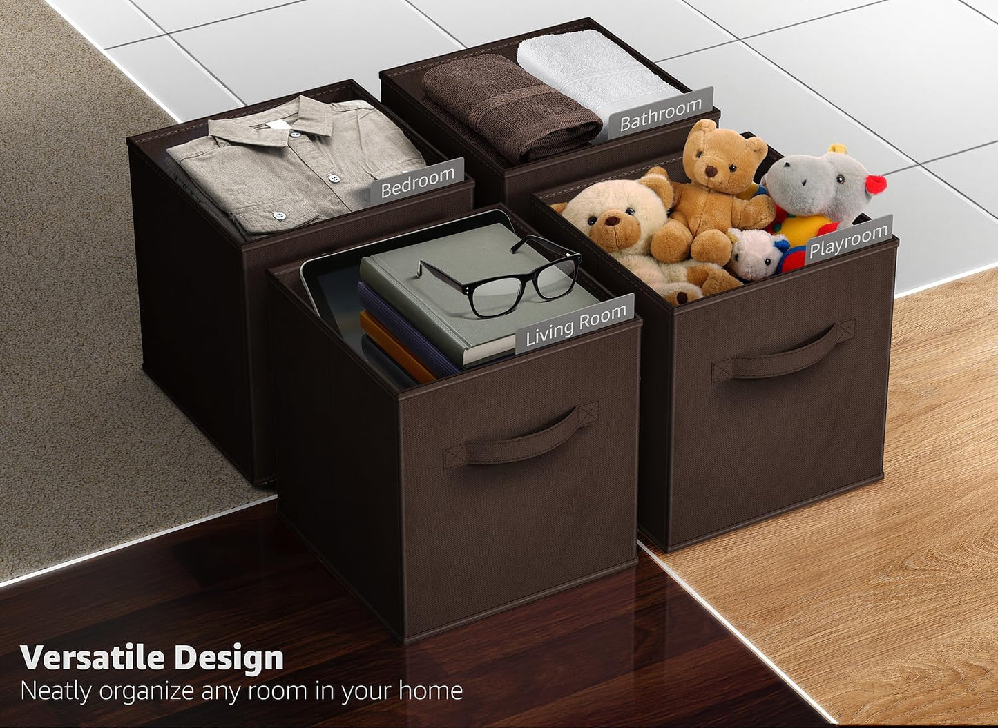 Sorbus Fabric Storage Cubes - 8 Foldable Storage Bins for Organizing Pantry, Cubbies, Toy Box
