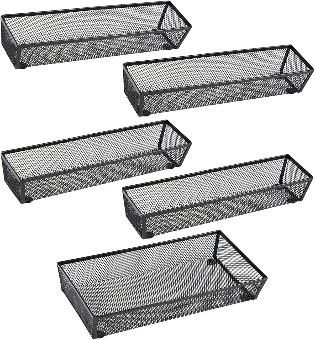 BYCY Silverware Drawer Organizer, Mesh Utensil Organizer for Kitchen Storage, Black Steel Metal