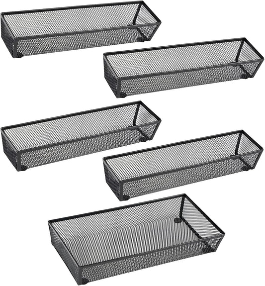 BYCY Silverware Drawer Organizer, Mesh Utensil Organizer for Kitchen Storage, Black Steel Metal