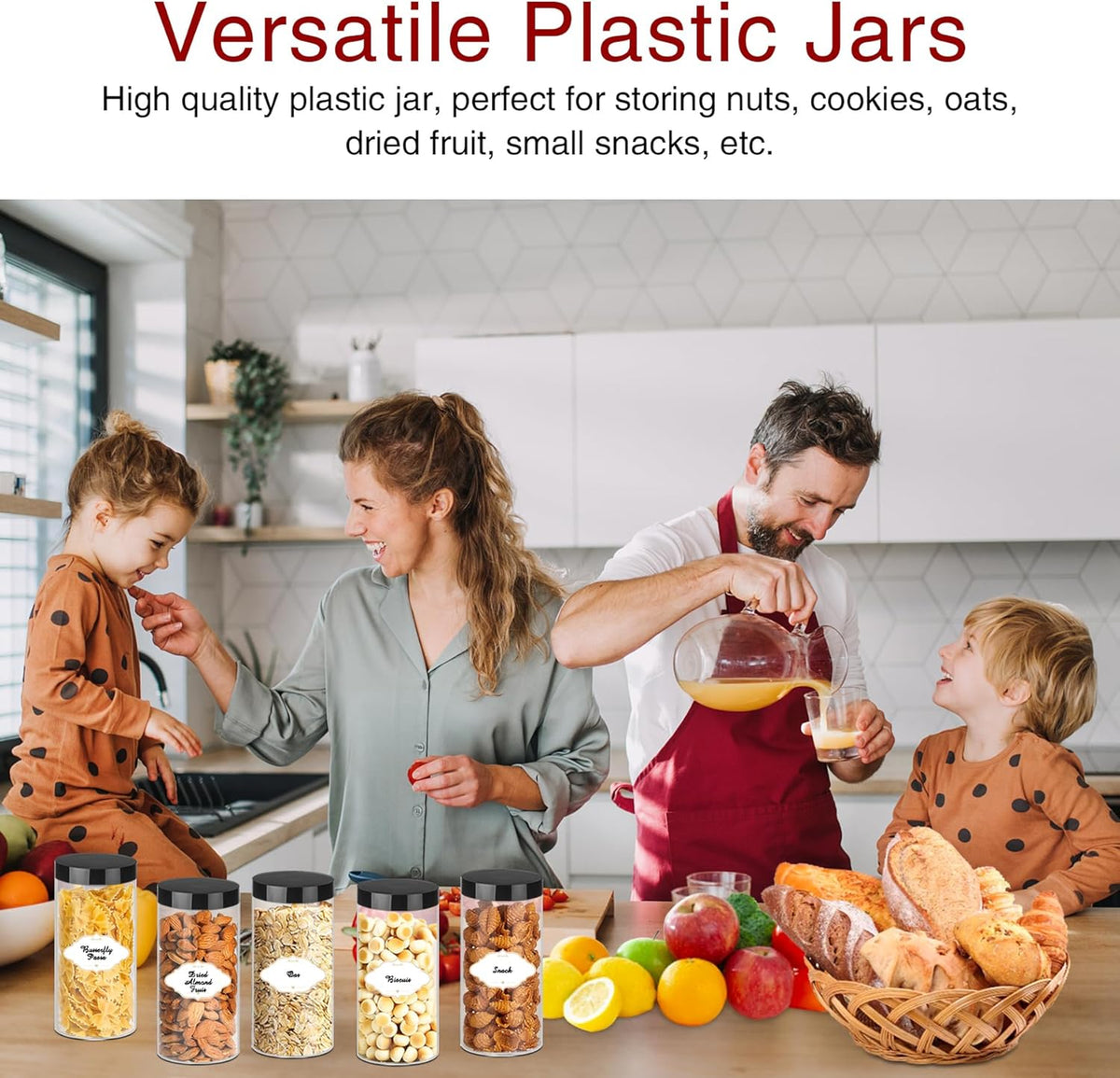 Plastic Jars with Lids 16 OZ, Plastic Jars 24 Pcs Slime Containers with Airtight Screw On Lids Leak