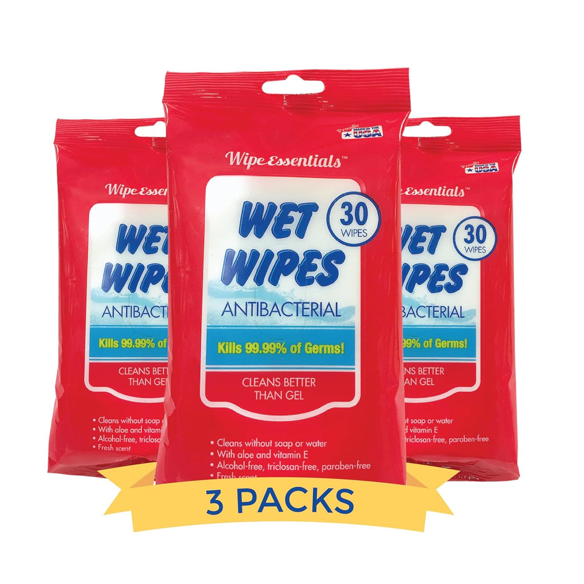 WipeEssentials Hand Sanitizer Wipes, Hand Wipes for Adults and Kids - 90 wipes - 3 Packs of 30ct