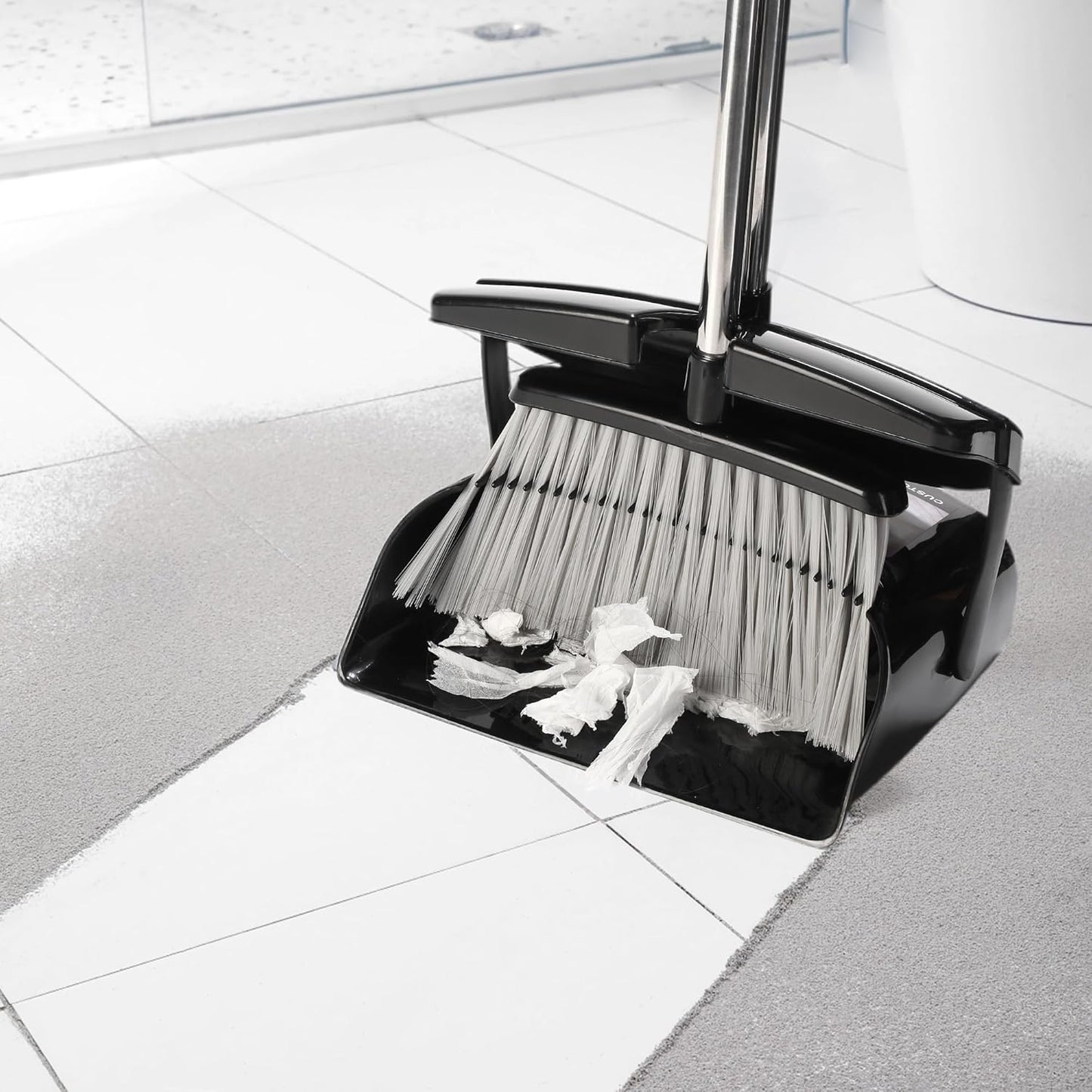 Broom and Dustpan Set for Home with Lid Indoor Upright Dustpan Broom and Dustpan Set Combo Dust Pan