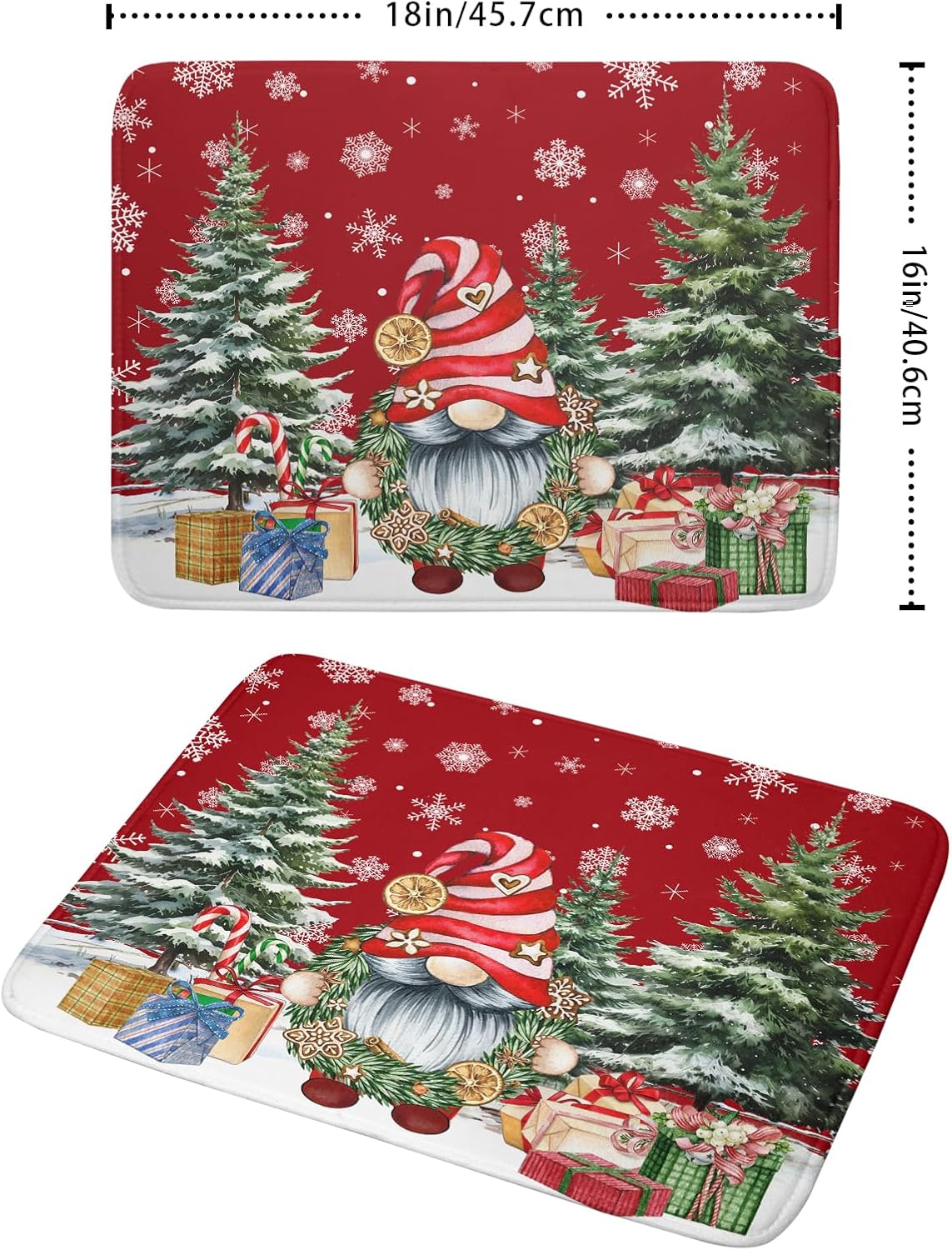 Christmas Gnome Dish Drying Mats for Kitchen Counter Christmas Gnomes Snowflakes Absorbent