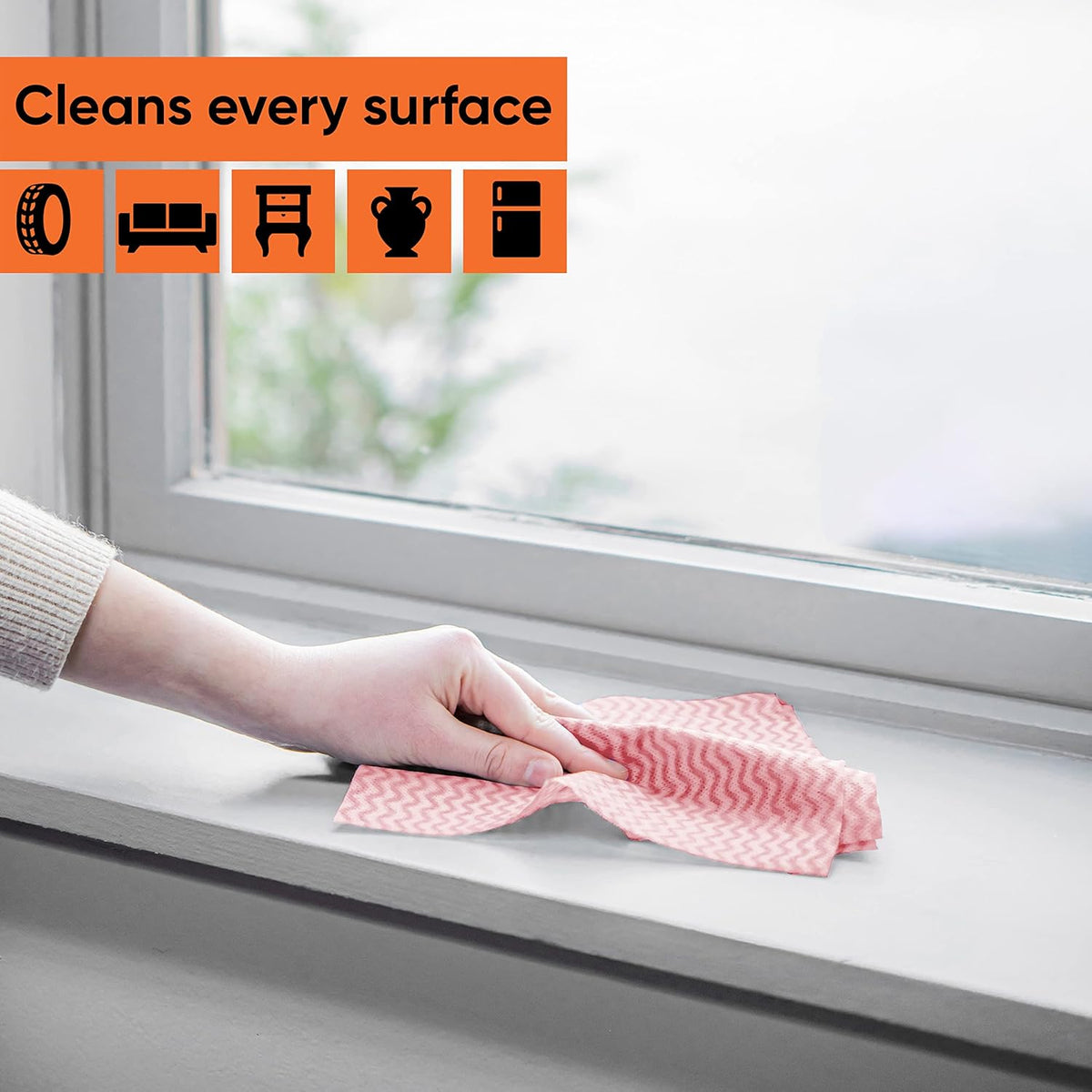 Superio Handy Wipes For Kitchen - Red Reusable Multi-Purpose Heavy-Duty Cleaning cloth for house