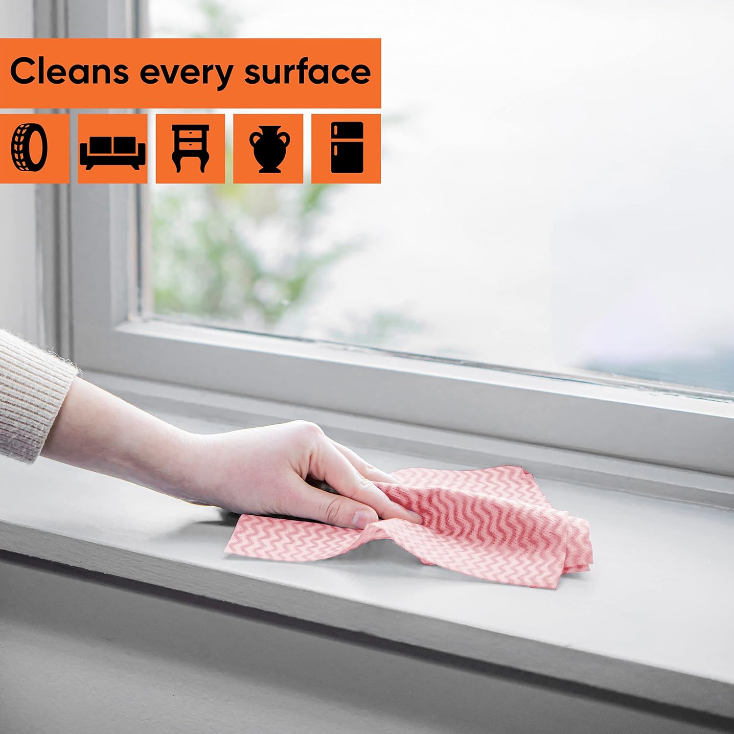 Superio Handy Wipes For Kitchen - Red Reusable Multi-Purpose Heavy-Duty Cleaning cloth for house