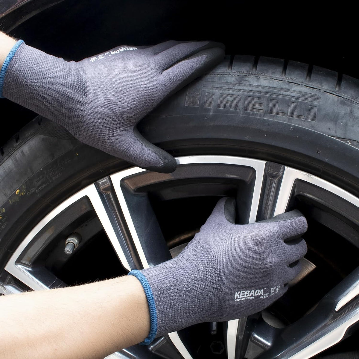 12 Pairs Work Gloves for Men and Women, Nitrile Coated Safety Protective Gloves with Grip, Ideal