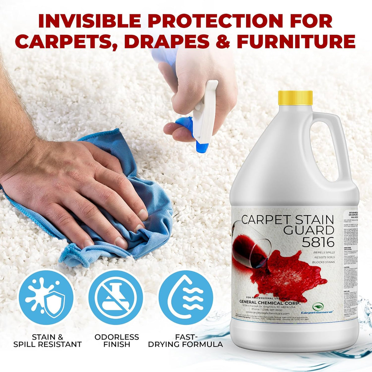 General Chemical Stain Shield Spray - Safe Fabric Protector Spritz and Stain Guard 5816 for
