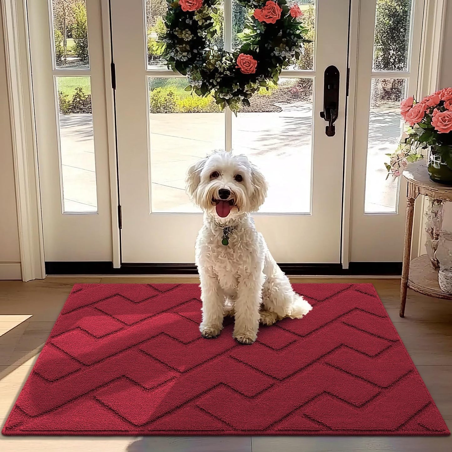 hicorfe Front Door Mat Outside Entrance,32"x40" Absorbent Muddy Dirt Resist Welcome Door Mats