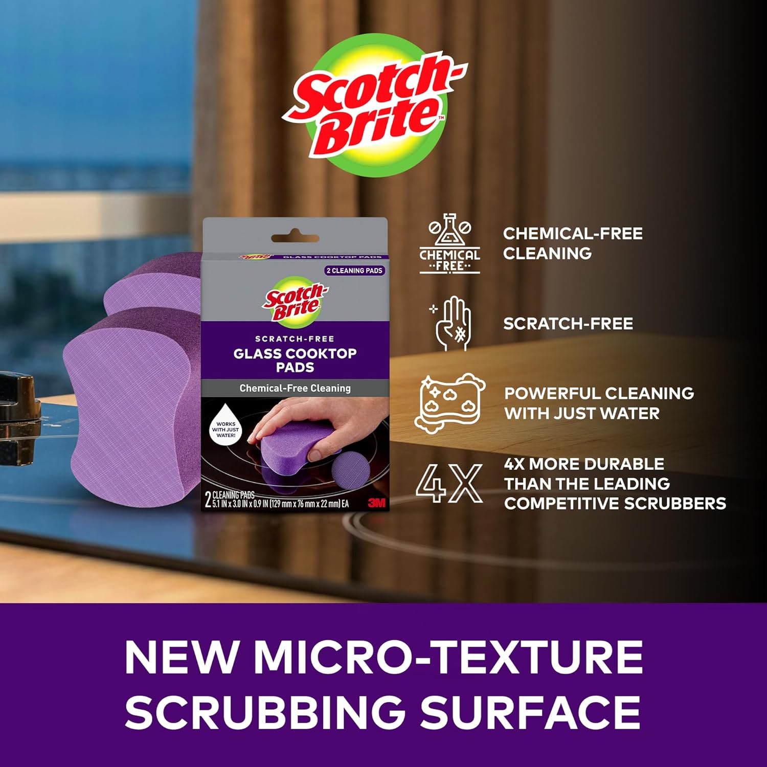 Scotch-Brite Glass Cooktop Pads, Scratch-Free & Non-Abrasive Scrubbers for Glass or Ceramic