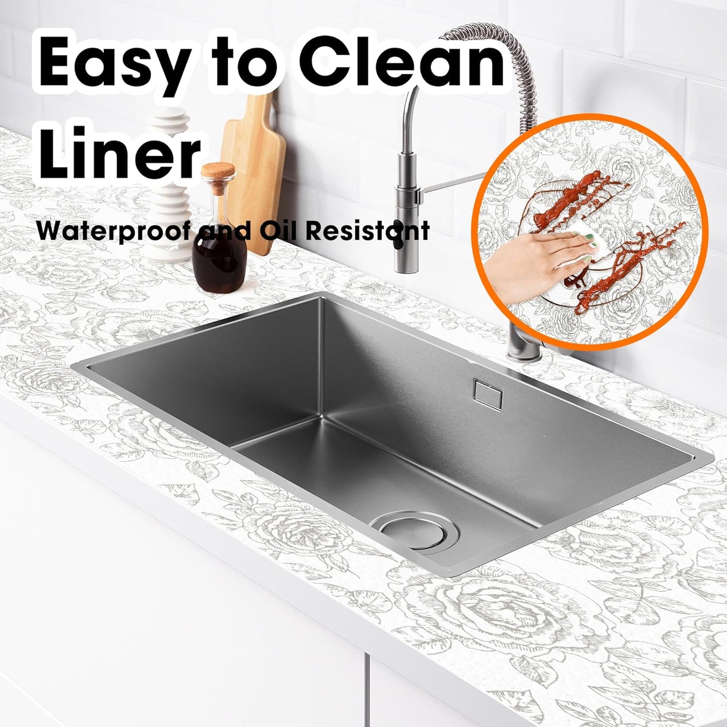 Drawer and Shelf Liner for Kitchen Cabinets Non-Adhesive, Non-Slip Cabinet Liner Shelf Paper Strong
