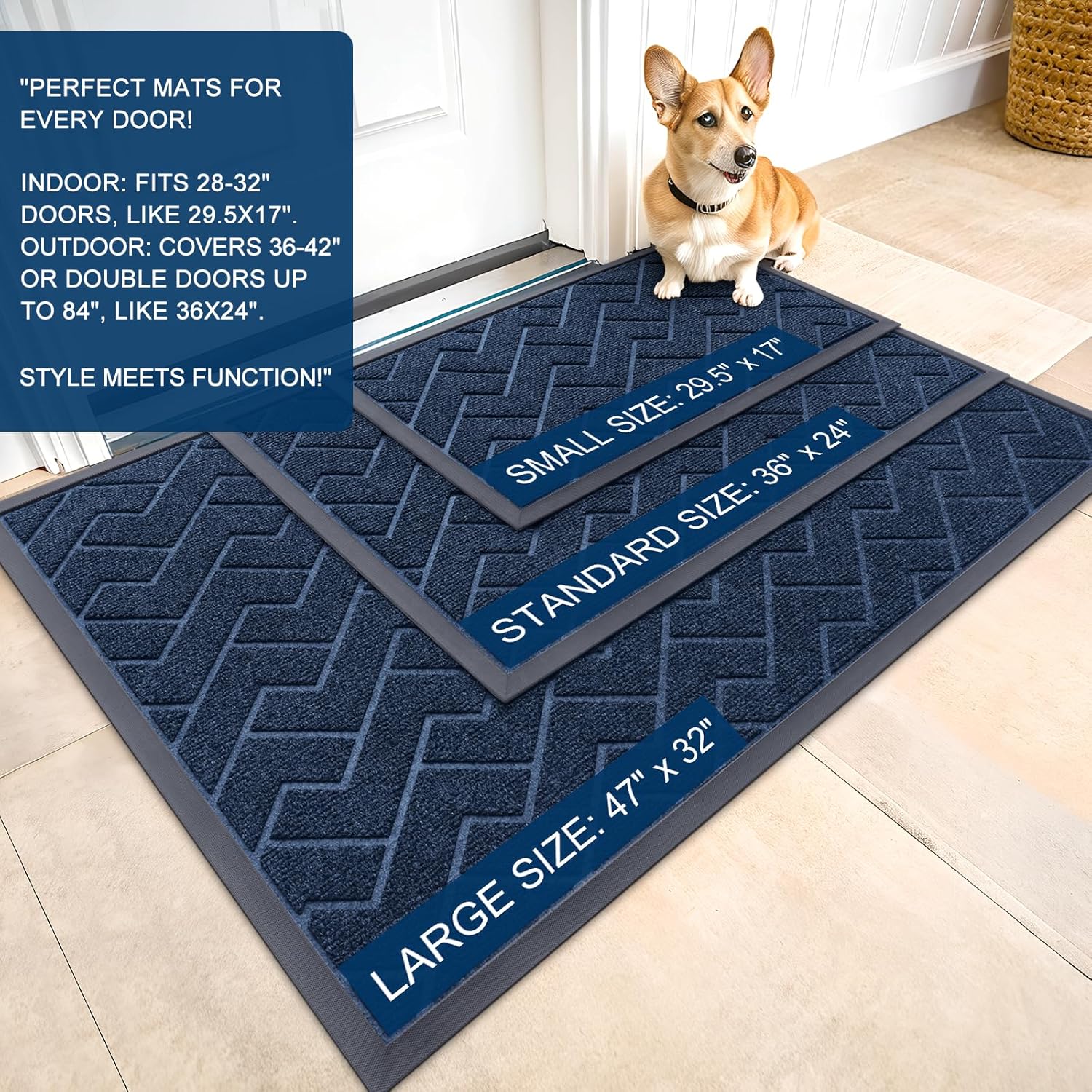 OLANLY Front Door Mat Indoor Outdoor Entrance, Waterproof All-Season, All-Weather Doormat, Sturdy