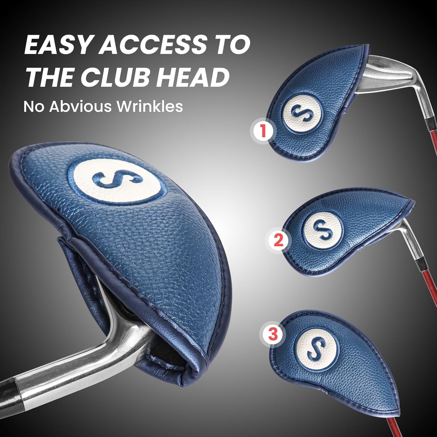 FINGER TEN Golf Club Covers for Irons Magnetic Value 11 Pack, Synthetic Leather Deluxe Head Cover