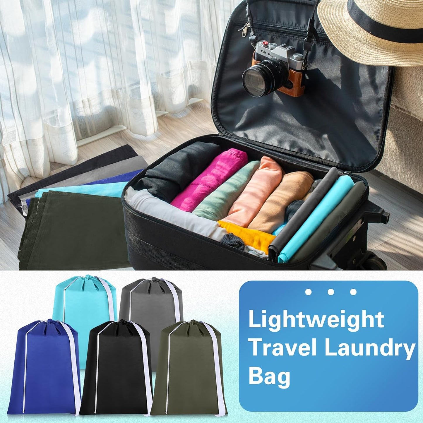10 Pcs Nylon Extra Large Laundry Bag with Strap Travel Laundry Bags with Drawstring Closure