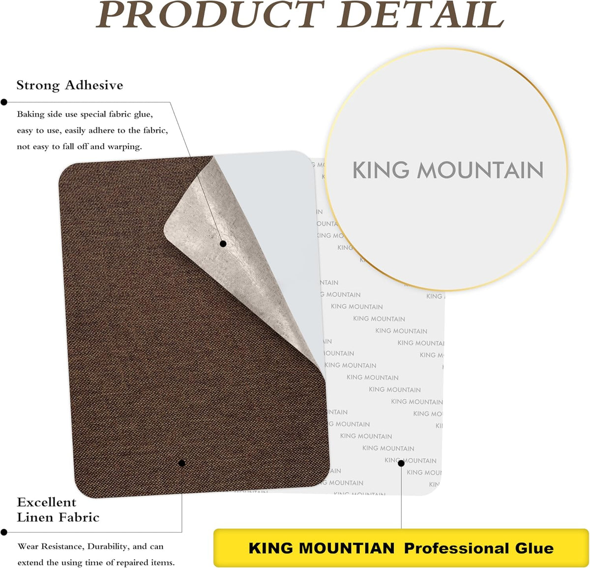 KING MOUNTAIN Coarse Linen Repair Patches, Self-Adhesive Linen Fabric Patches, 8X11 inch 2 PCS