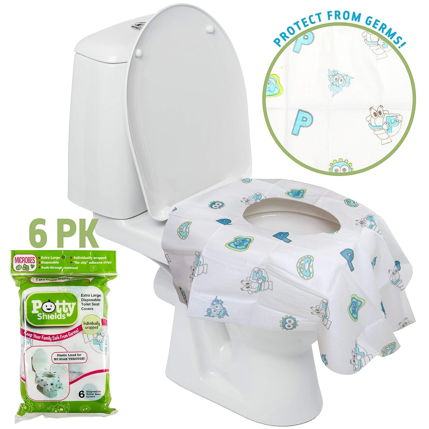 Disposable Toilet Seat Covers for Kids & Adults (6 Pack) - Germ Protect from Public Toilets