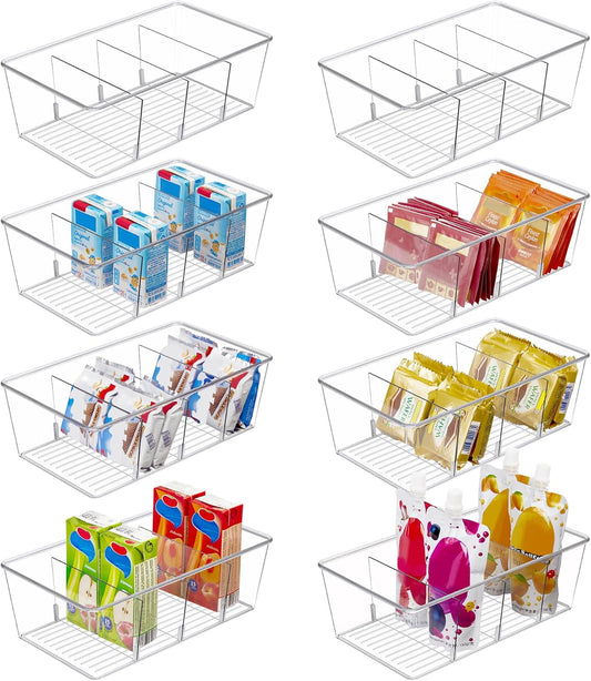 Vtopmart 8 Pack Food Storage Organizer Bins, Clear Plastic Bins for Pantry, Kitchen, Fridge